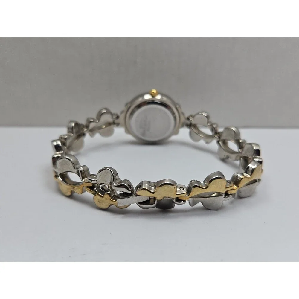 Womens Vintage Ablux Butterfly Bracelet Watch Gold Silver Two Tone New Battery